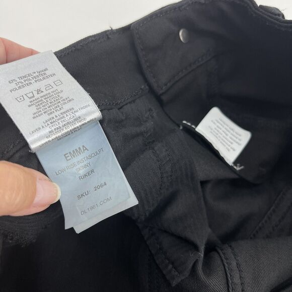 DL1961 Emma Riker Jeans Womens Sz 27 Instasculpt Black Stretch Denim Low Rise - Picture 5 of 5